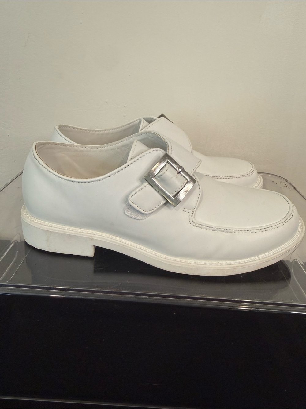 Auston Kids White Buckle Dress Shoes Size 1 – Boys Formal Shoes